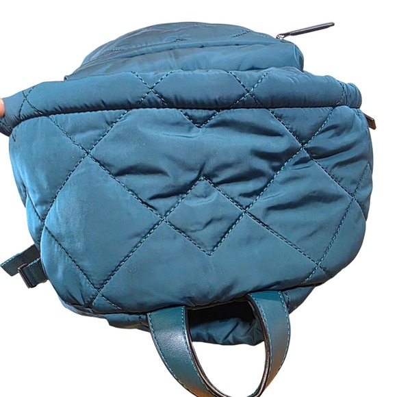 Marc Jacobs Crosby Quilted Nylon Backpack Teal Green Zip Pocket Adjustable - Picture 6 of 16